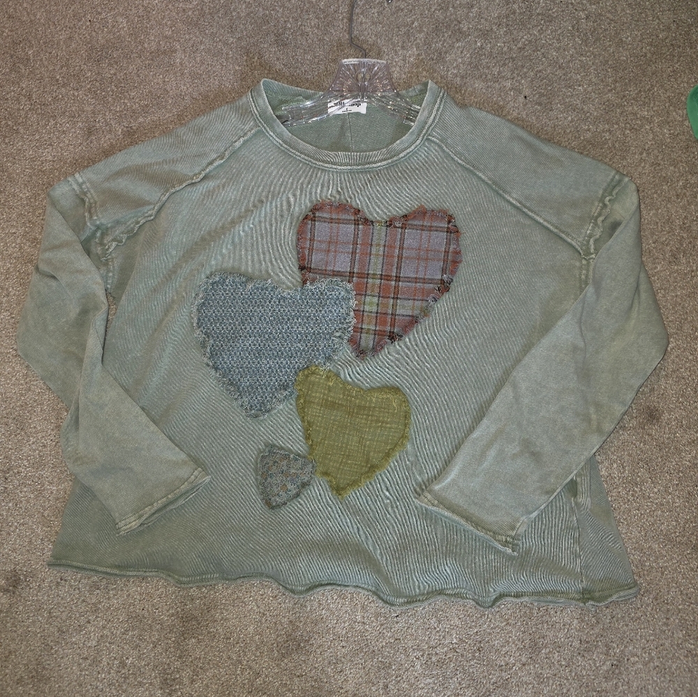 French Terry Patch-Work Sweatshirt Size Small - image 3